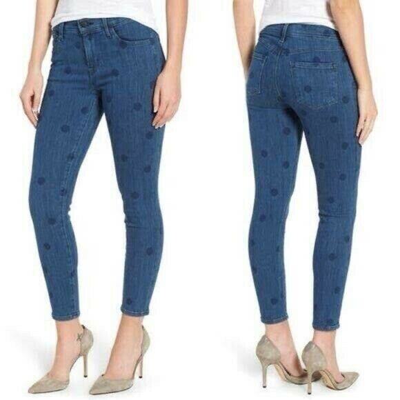 NWT J Brand "Aerial" Cropped Mid-rise Polka Dot Skinny Jeans Women's Size 25